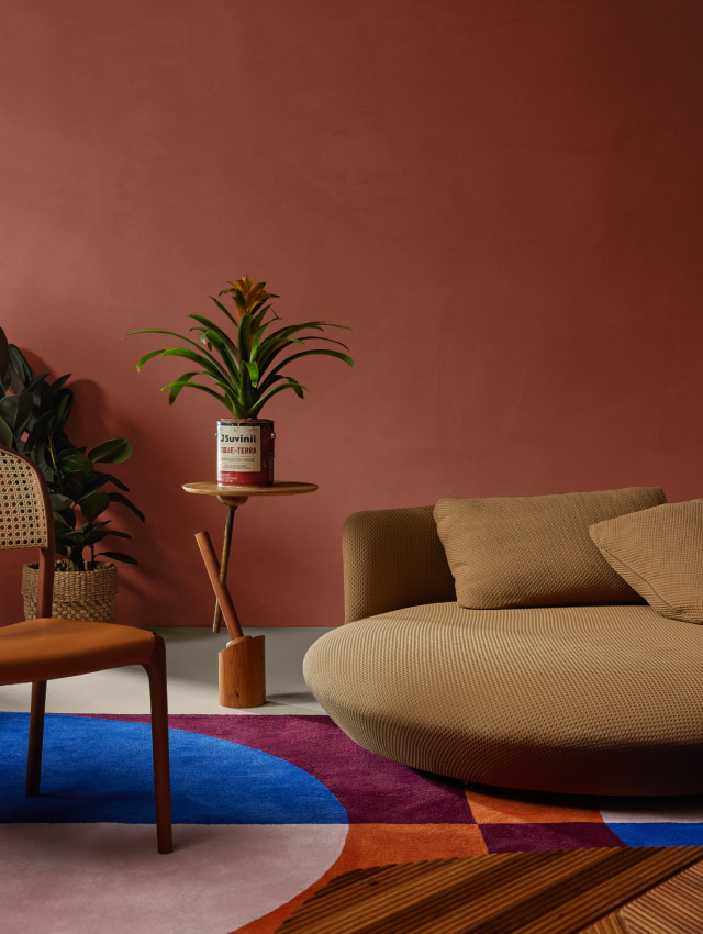 sala em terracota representando decoração com cores modernas para casa