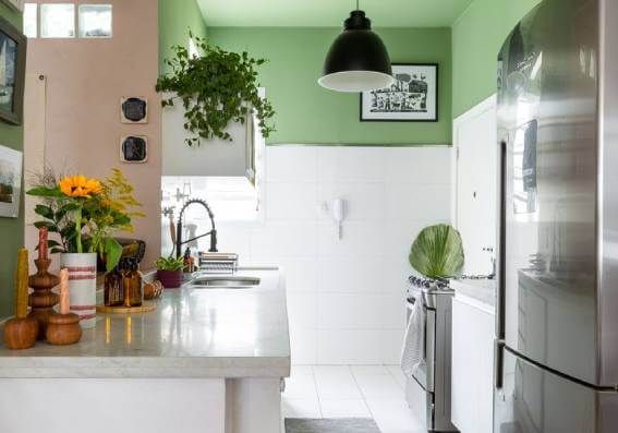 cores para pintar cozinha pequena - cozinha verde
