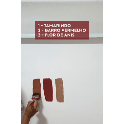 Nath do Apartamento 203 usou o Suvinil Teste Sua Cor na versão tinta | Cores Tamarindo, Barro Vermelho e Flor-de-anis