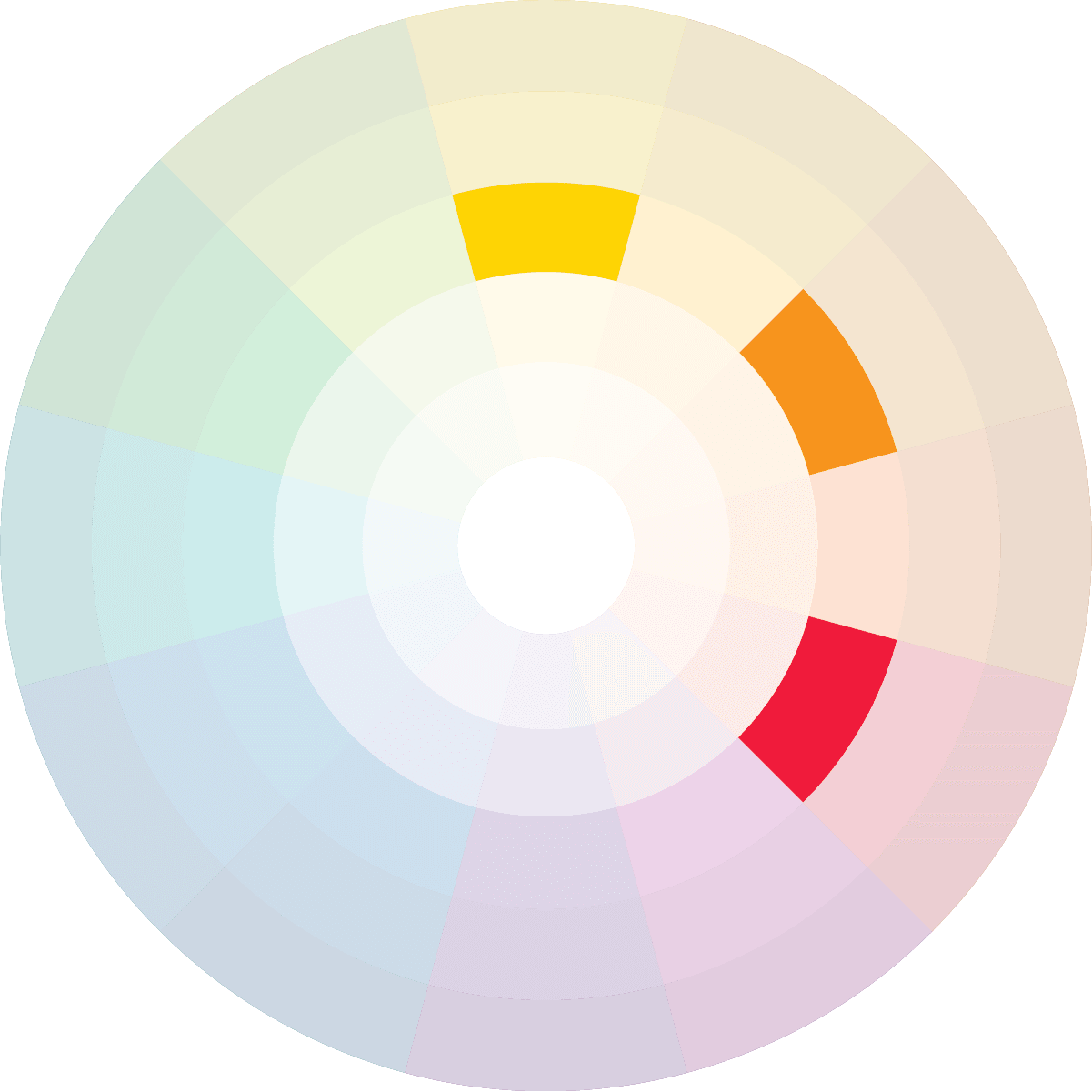 Cores análogas são diferentes, mas se complementam no Círculo Cromático como amarelo, laranja e vermelho das tintas Suvinil.