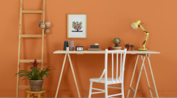 ateliê laranja representando corante para tinta de parede
